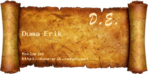 Duma Erik névjegykártya